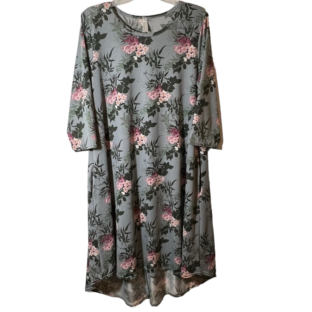 Heathmoor Green Floral Hi-low Dress With Pockets XL